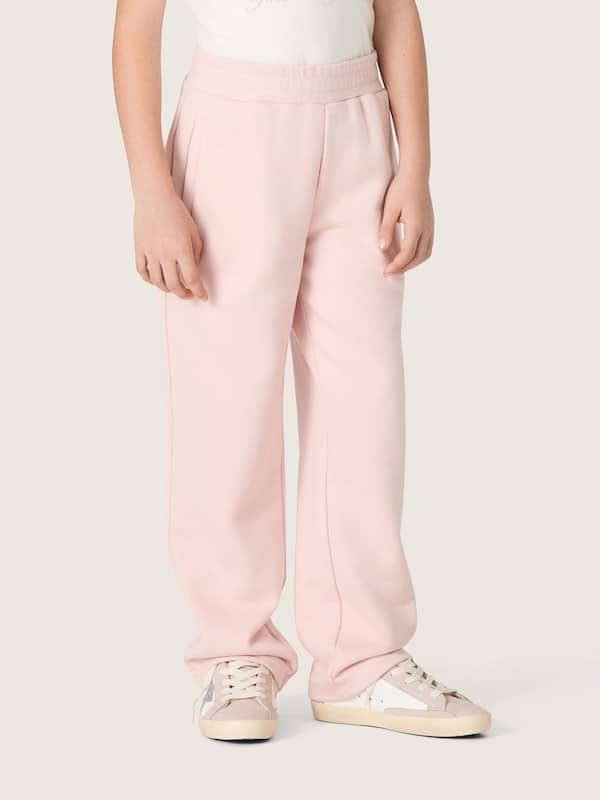 Golden Goose - Girls' pink cotton sweatpants with logo in 