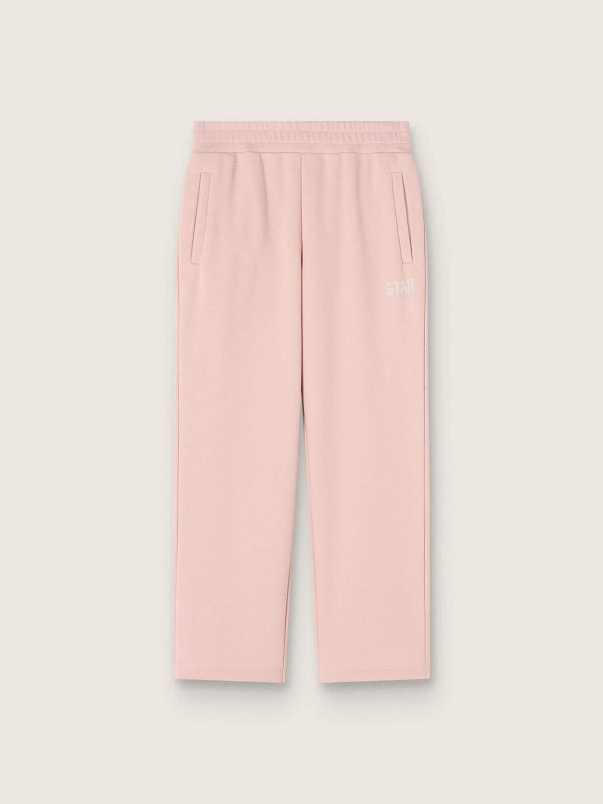 Golden Goose - Pantalones jogger de ni&ntilde;a de algod&oacute;n rosa con logotipo in 