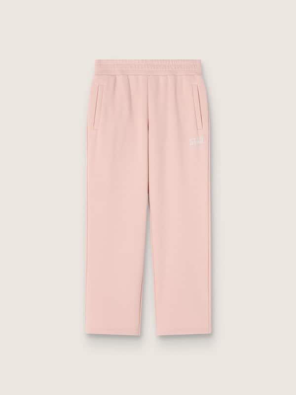 Girls' pink cotton sweatpants with logo