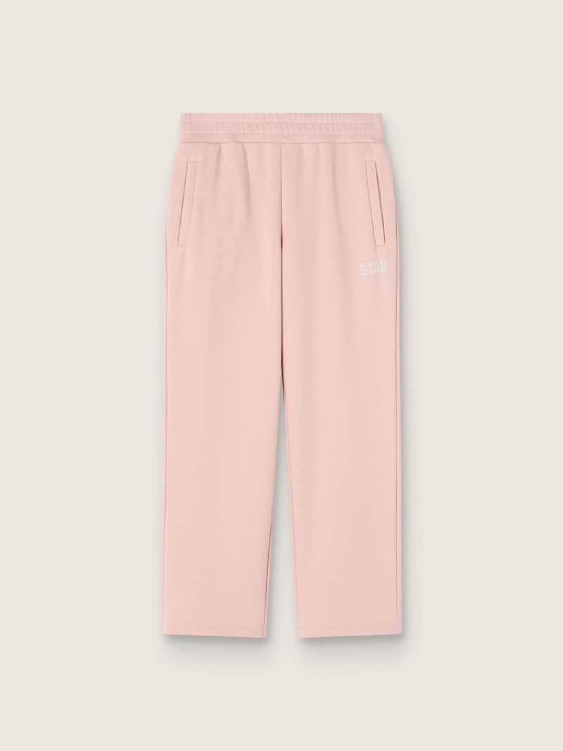 Pantalones jogger de ni&ntilde;a de algod&oacute;n rosa con logotipo