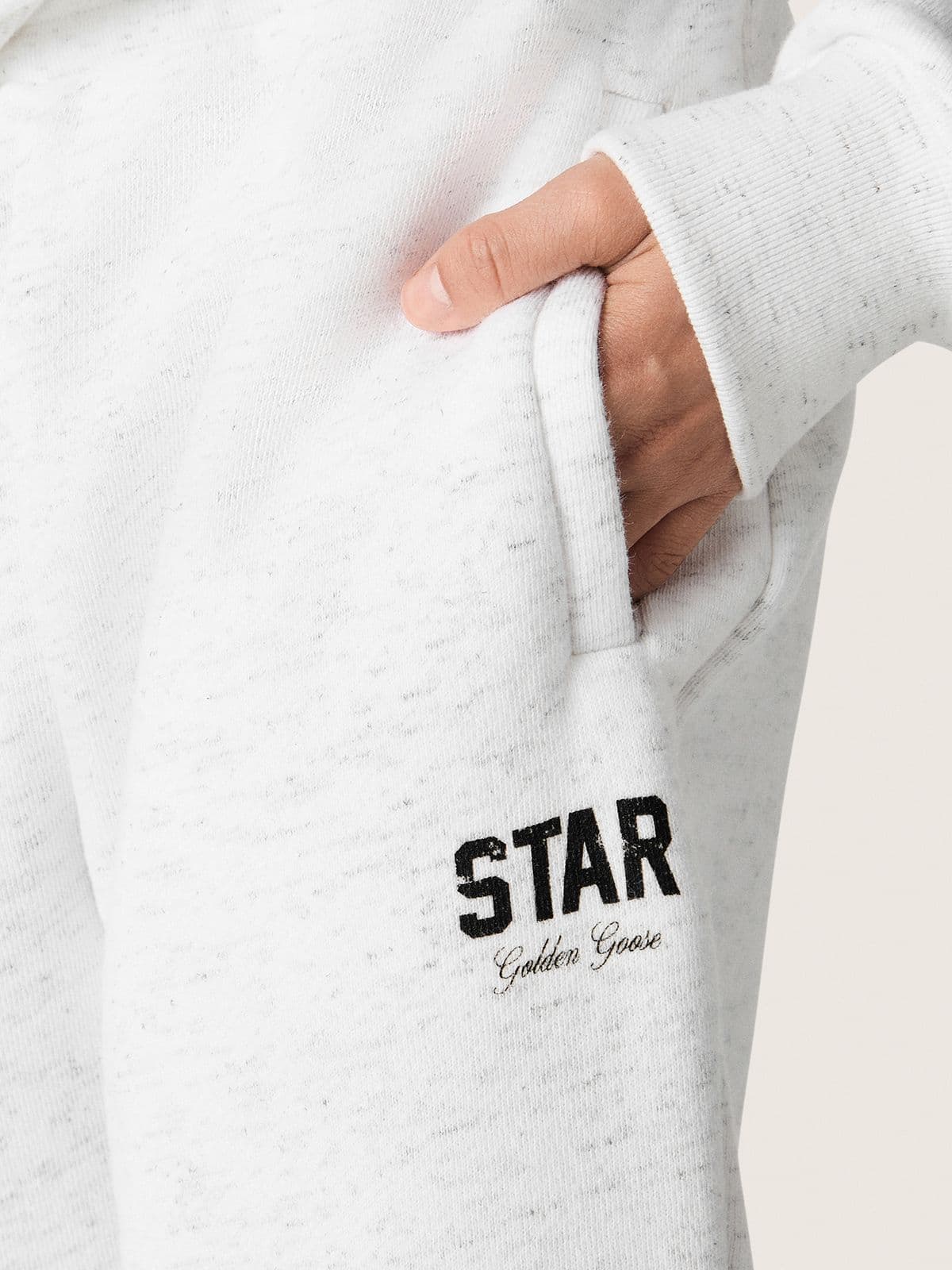 Golden Goose - Grau melierte Jungen-Joggers aus Baumwollsweat mit Print und Logo in 