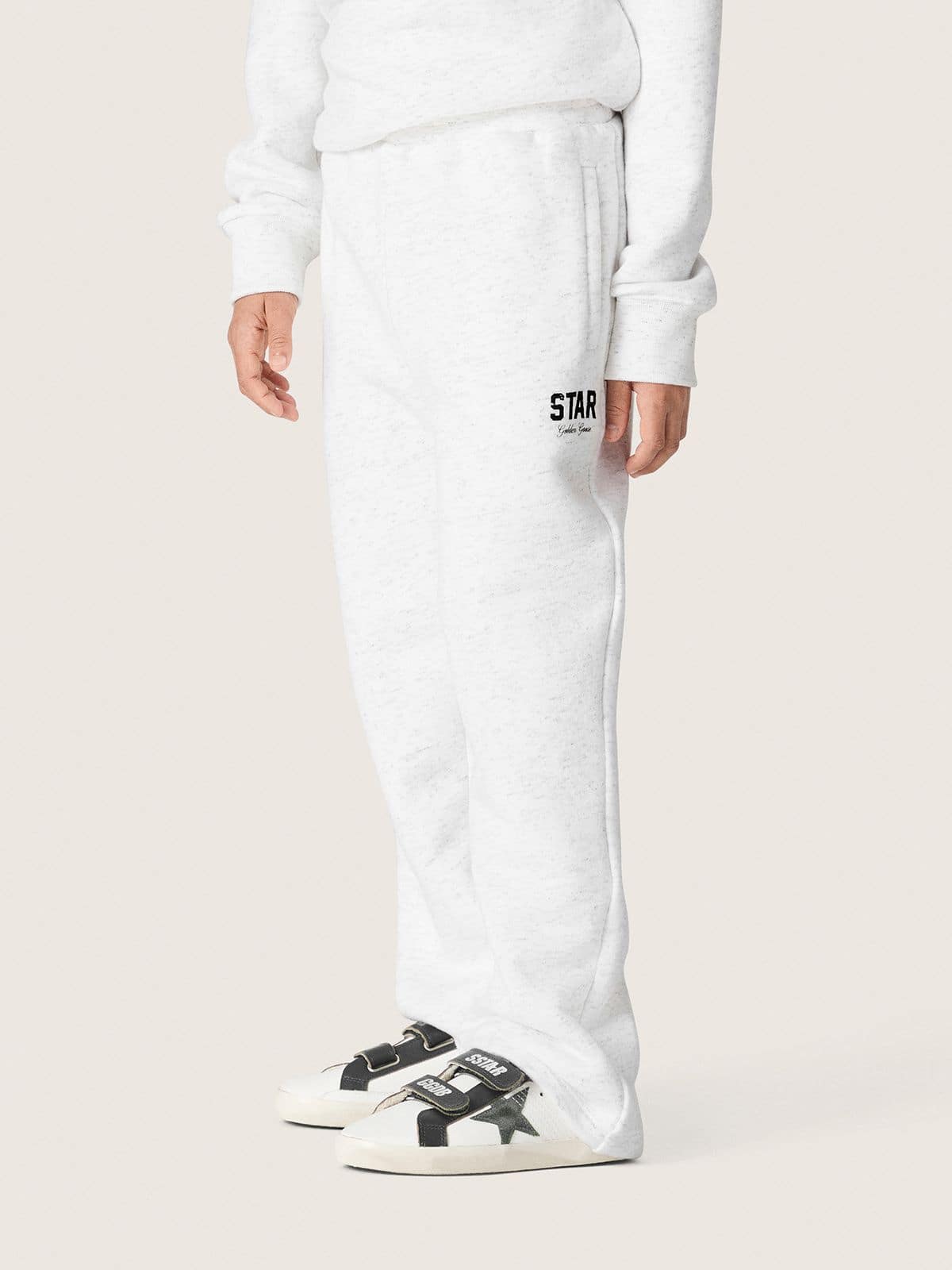 Golden Goose - Grau melierte Jungen-Joggers aus Baumwollsweat mit Print und Logo in 