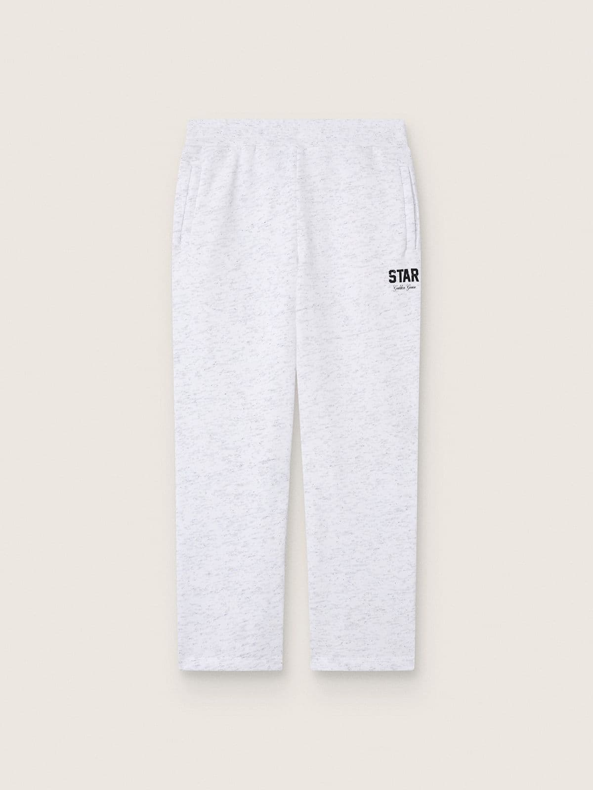 Golden Goose - Cal&ccedil;a de jogging infantil masculina de moletom de algod&atilde;o cinza mescla com estampa e logo in 