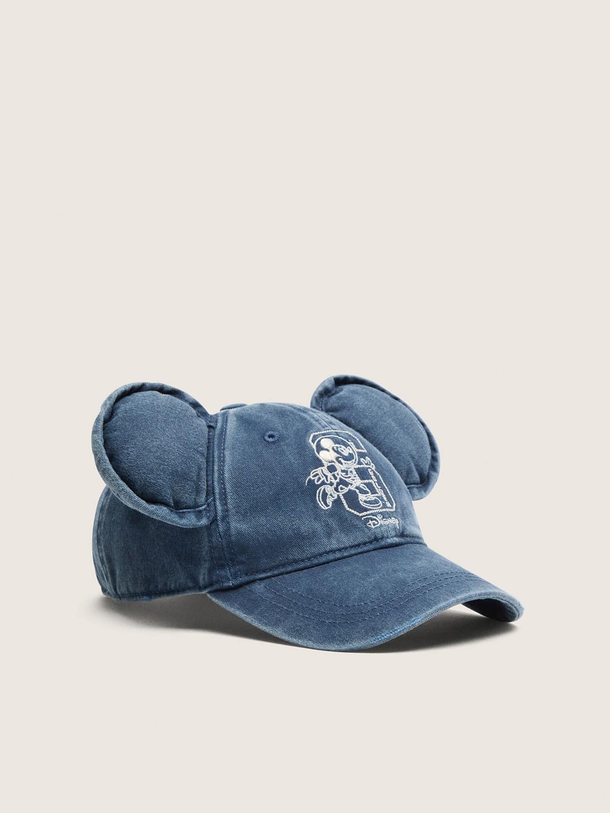 Disney | Golden Goose Gorra de b&eacute;isbol infantil azul con logotipos bordados y orejas