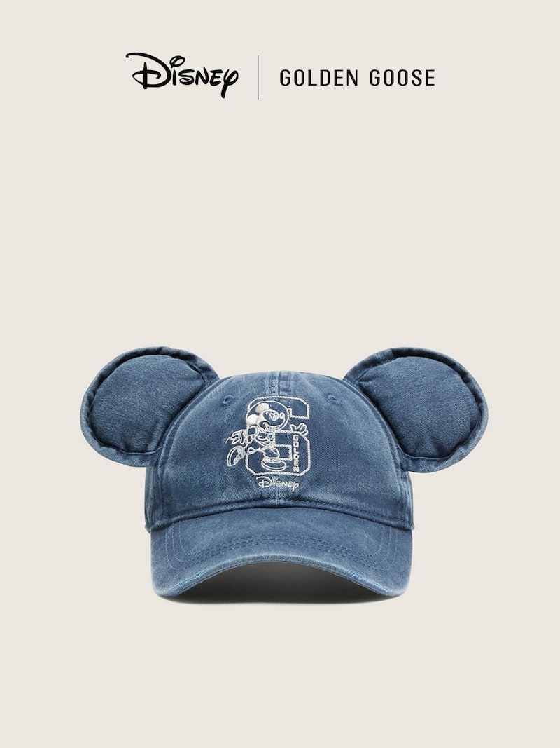 Golden Goose Disney | Golden Goose Gorra de b&eacute;isbol infantil azul con logotipos bordados y orejas Partes de arriba (4-12 a&ntilde;os) blue kids