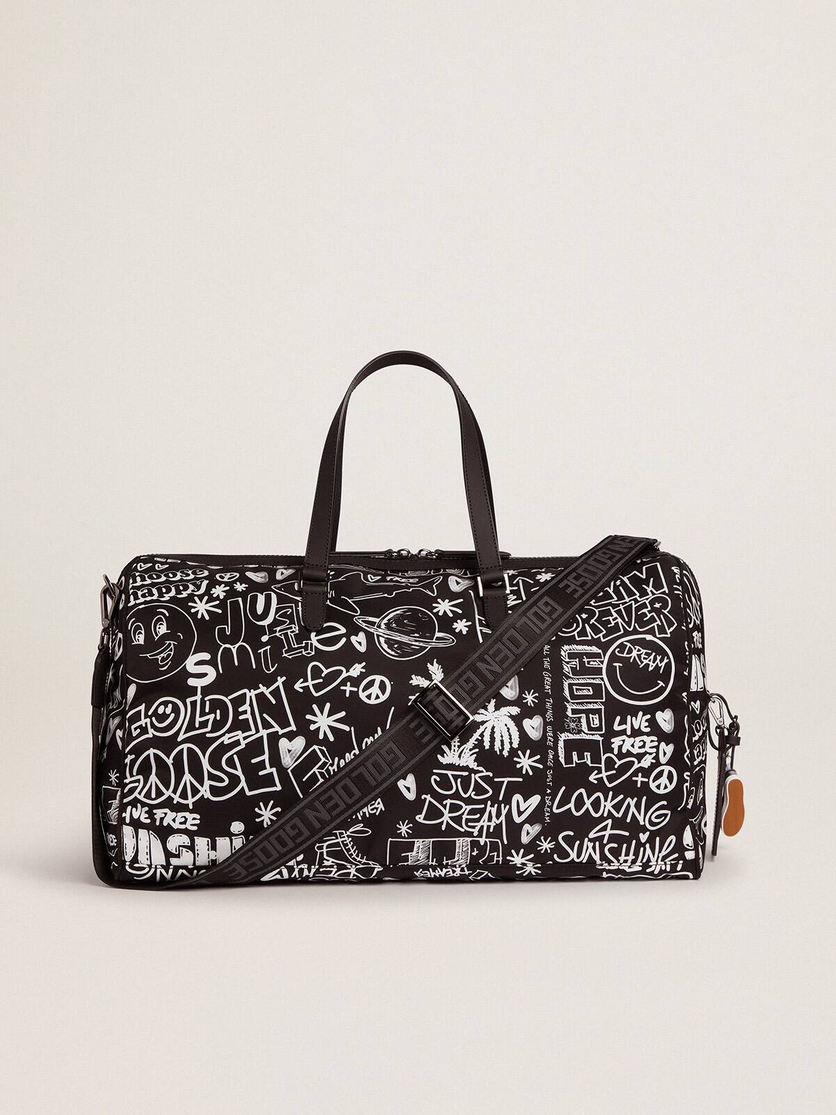 Golden Goose - Journey duffle bag in black nylon with contrasting white decorations in 