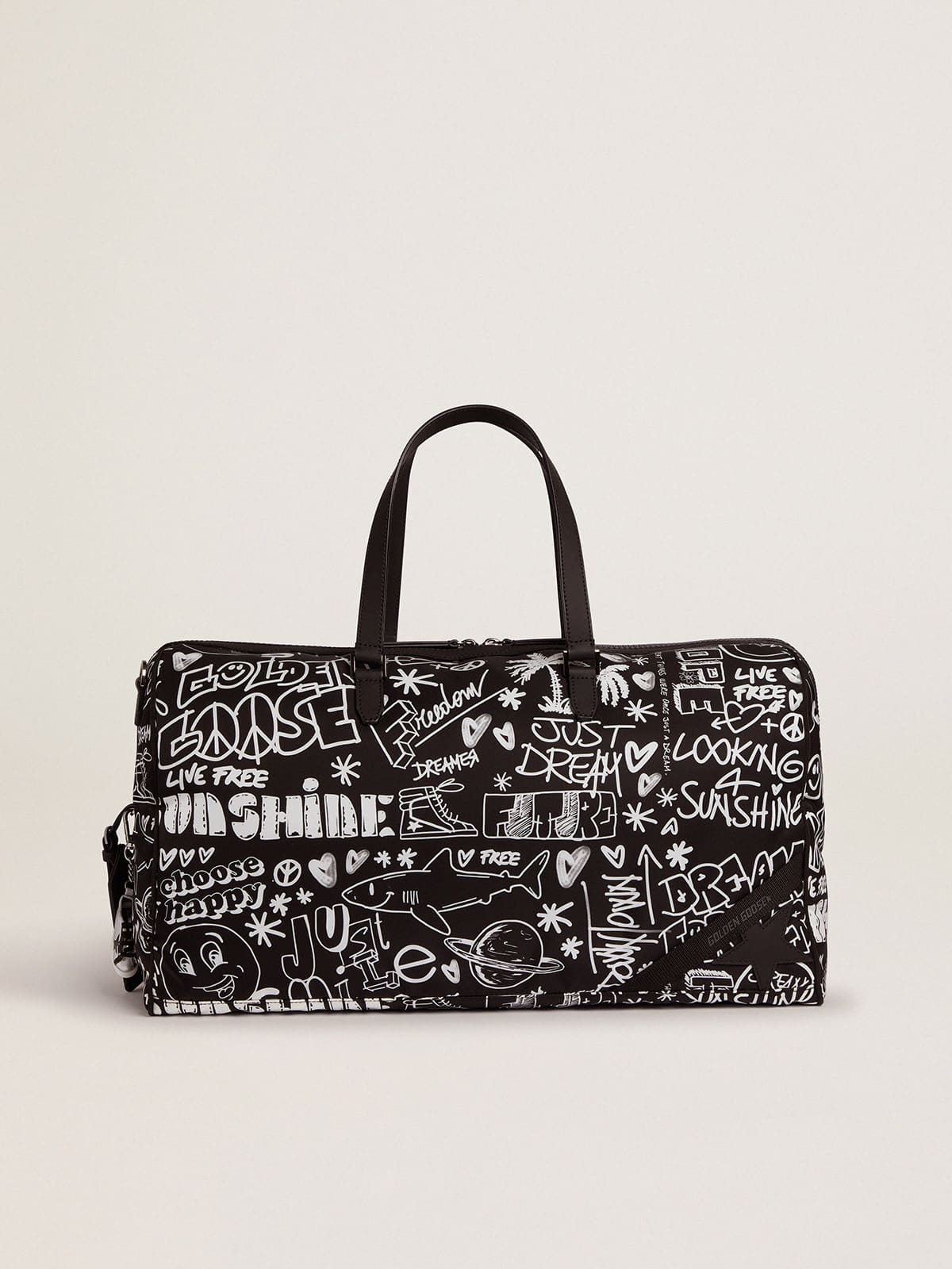 Golden Goose - Journey duffle bag in black nylon with contrasting white decorations in 