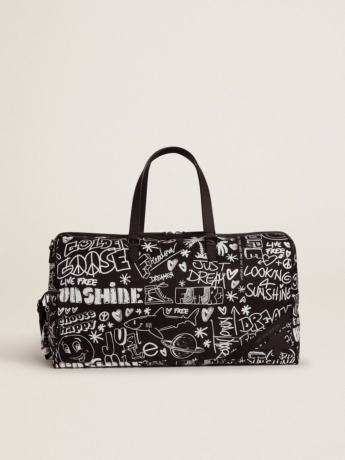 Golden Goose - Journey duffle bag in black nylon with contrasting white decorations in 