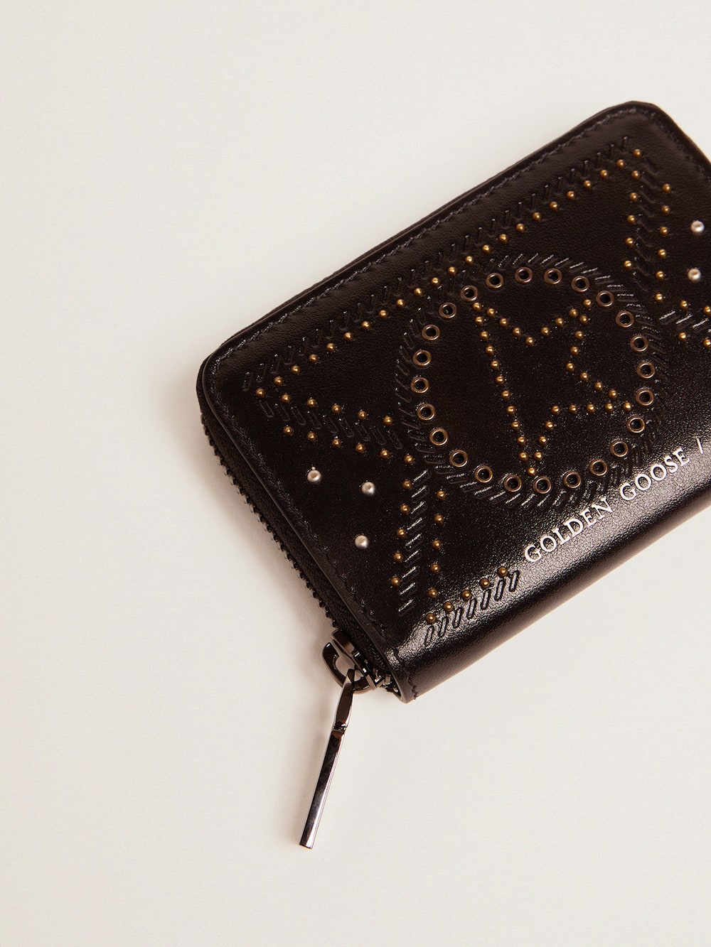 Golden Goose - Star Compact wallet in leather with studs     in 