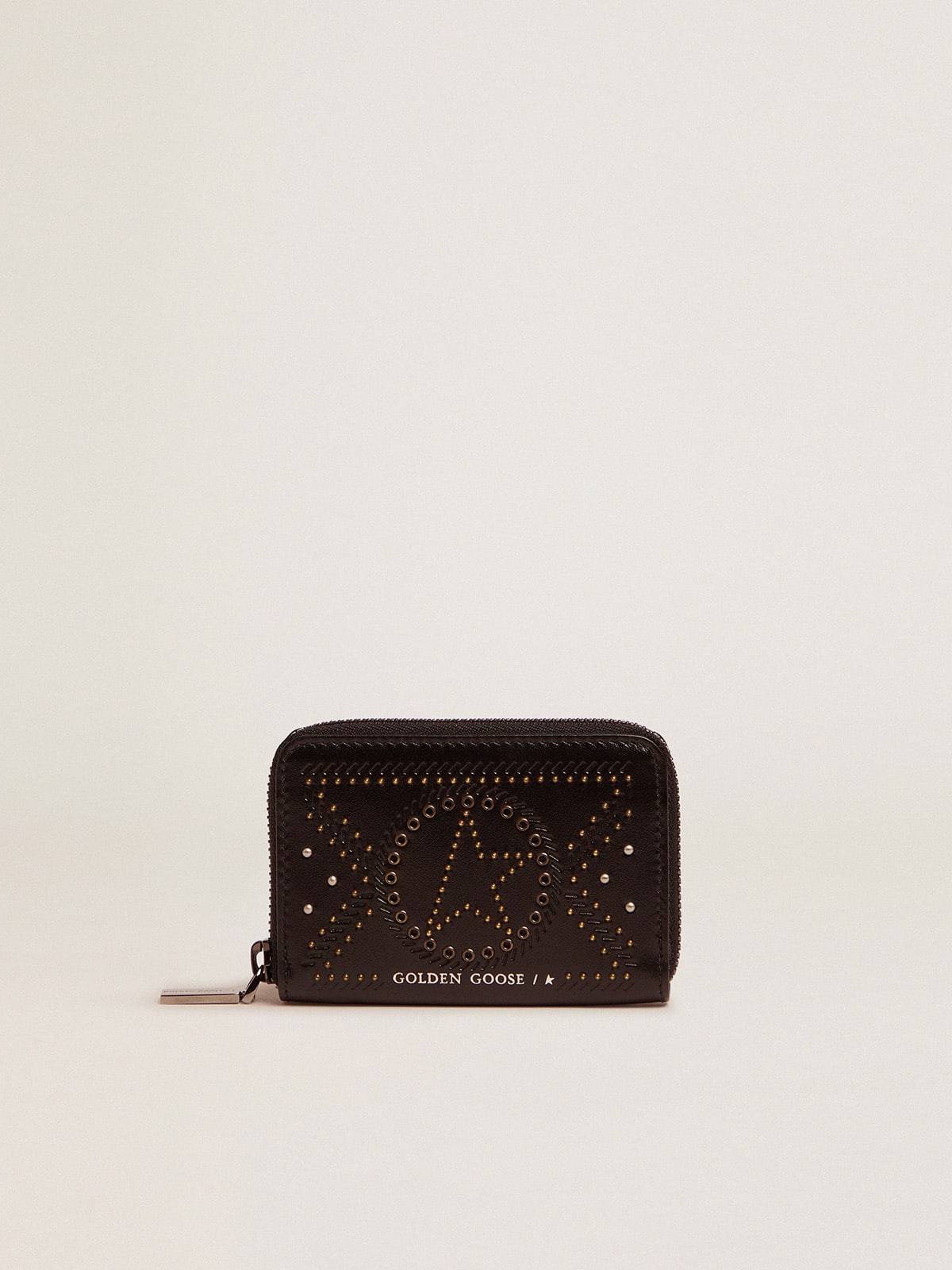 Golden Goose - Star Compact wallet in leather with studs     in 