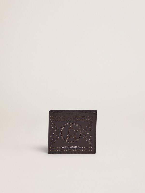 Star bi-fold wallet in leather with studs