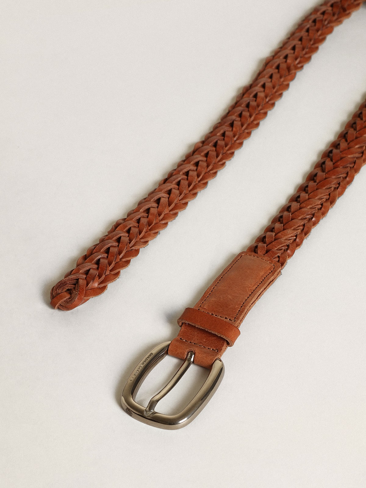 Golden Goose - Houston belt in brown braided leather in 