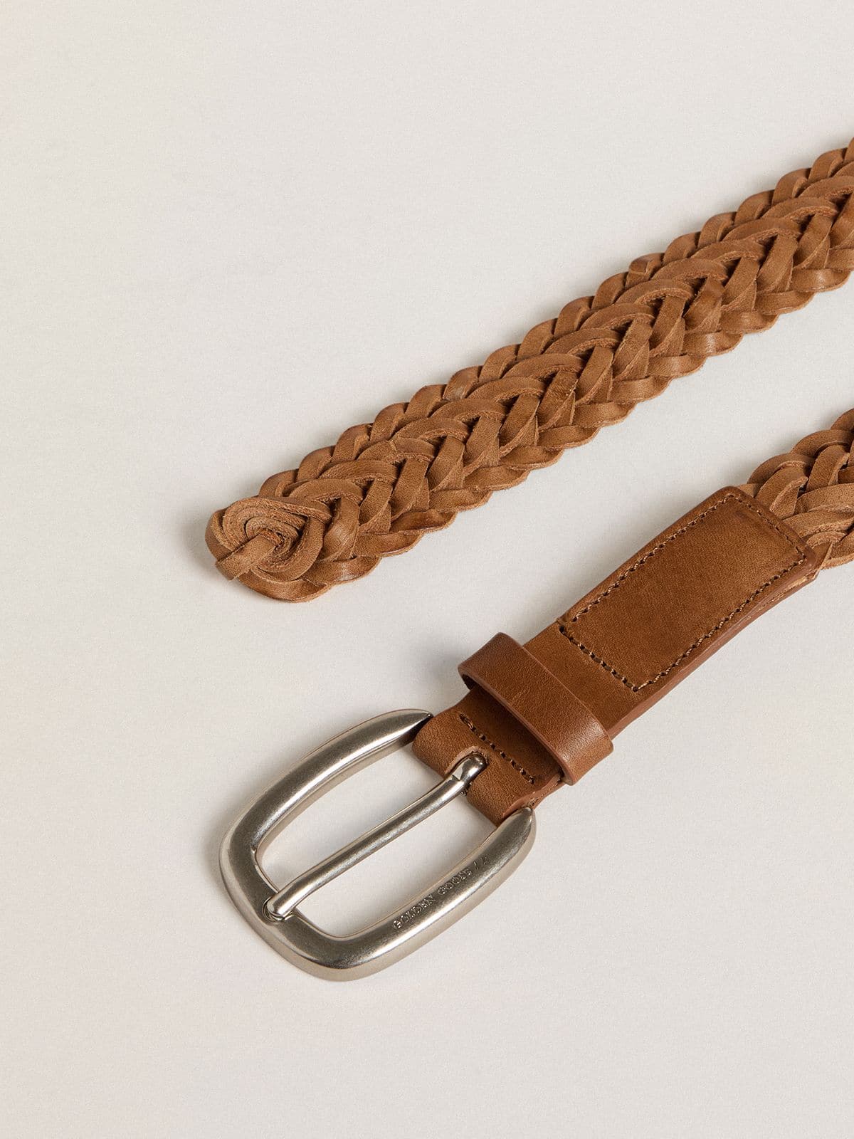 Golden Goose - Houston belt in dove-gray woven leather in 