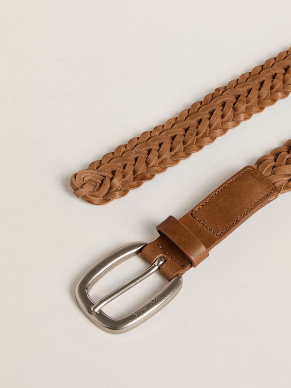 Golden Goose - Houston belt in dove-gray woven leather in 