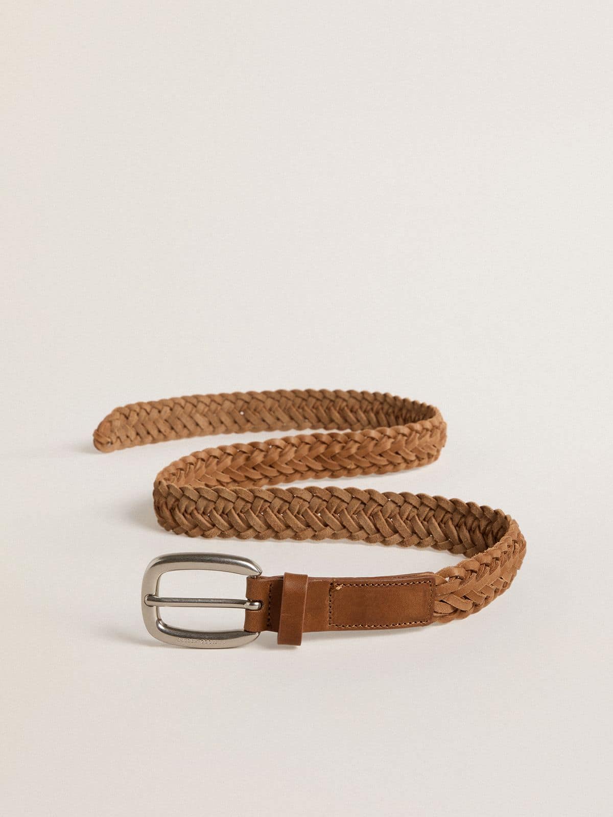 Golden Goose - Houston belt in dove-gray woven leather in 