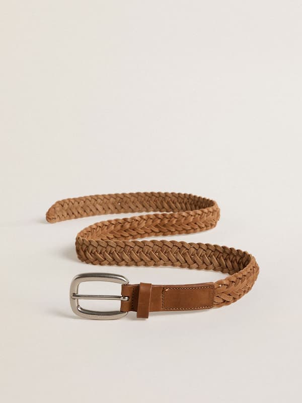 Golden Goose - Houston belt in dove-gray woven leather in 
