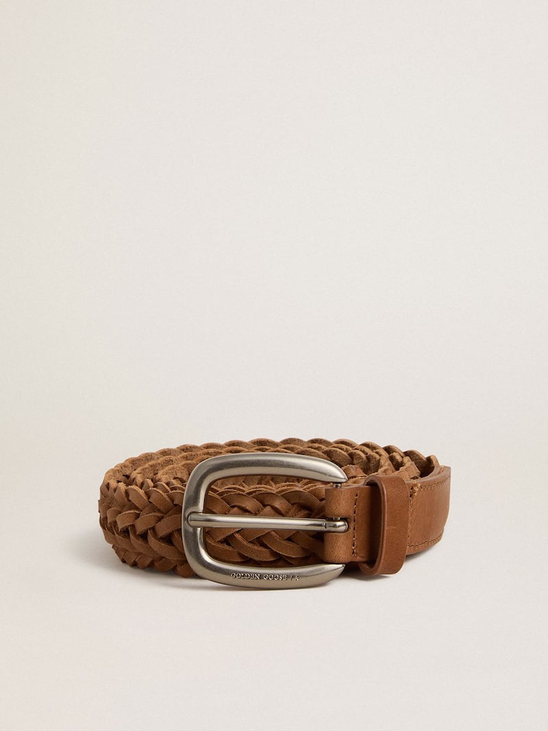 Cintura Houston in pelle intrecciata color tortora