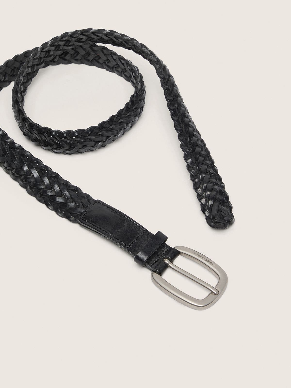 Golden Goose Schwarzer Herreng&uuml;rtel aus geflochtenem Leder G&uuml;rtel black man