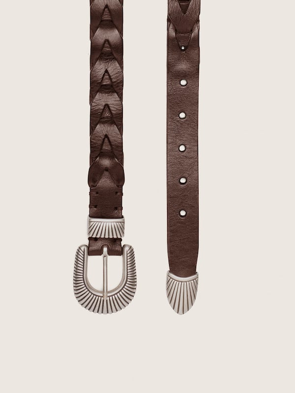 Juno belt in dark brown woven leather