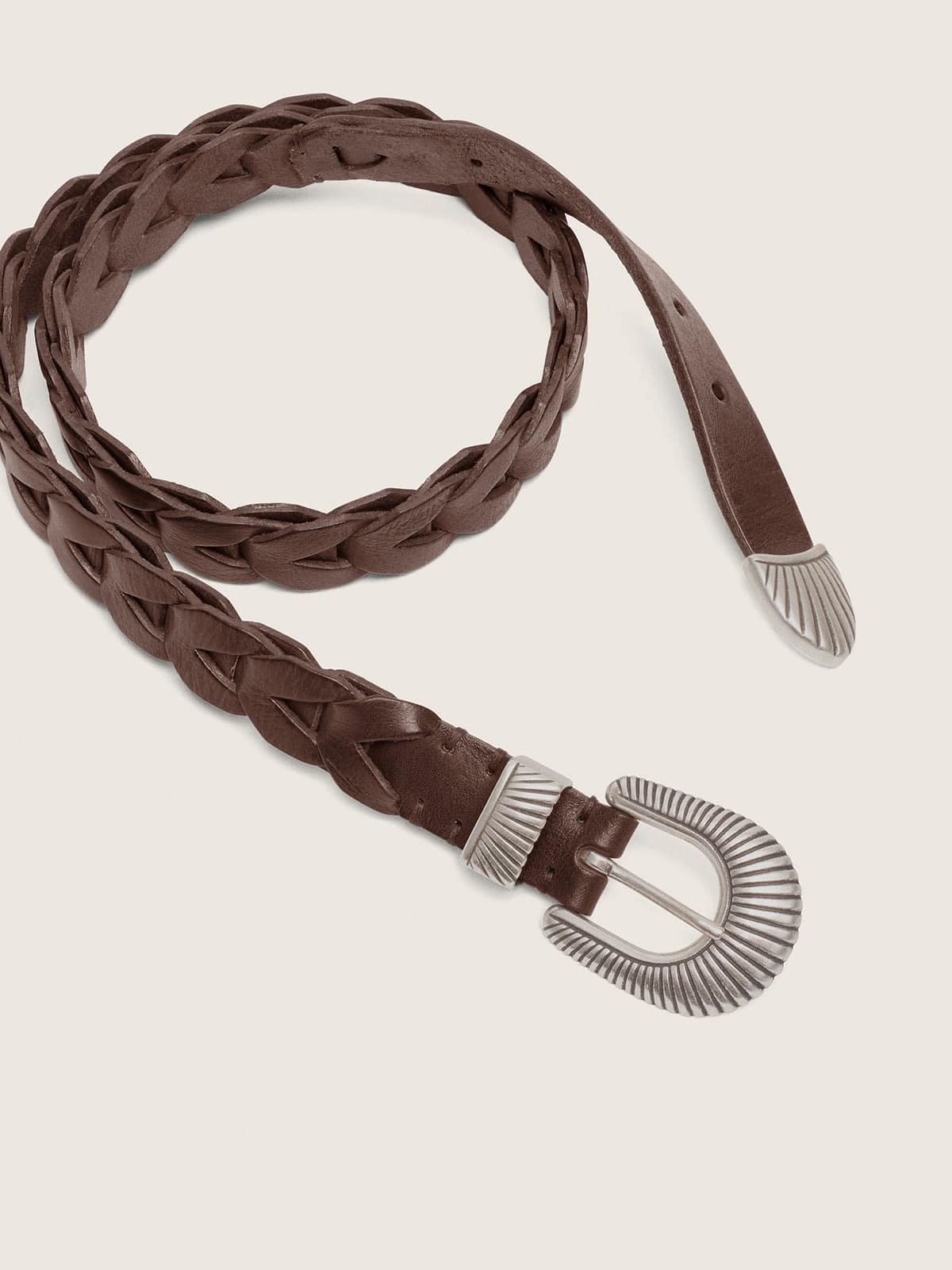 Golden Goose - Ceinture Juno en cuir tress&eacute; marron fonc&eacute; in 
