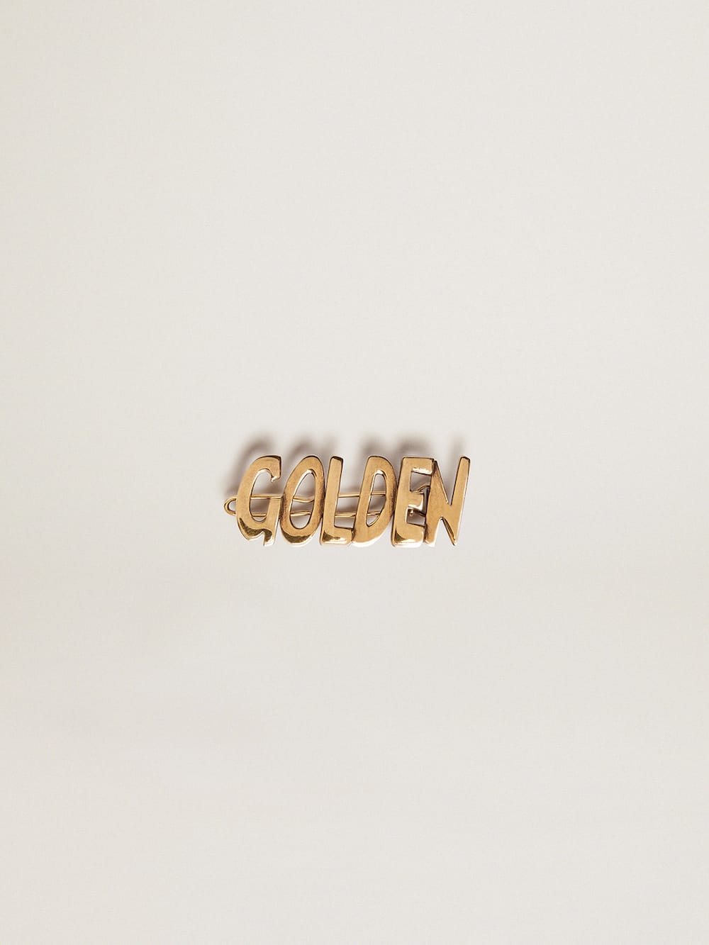 Golden Goose - Herrenschnürsenkel-Schloss mit Clip in Altgold mit Golden-Schriftzug in 