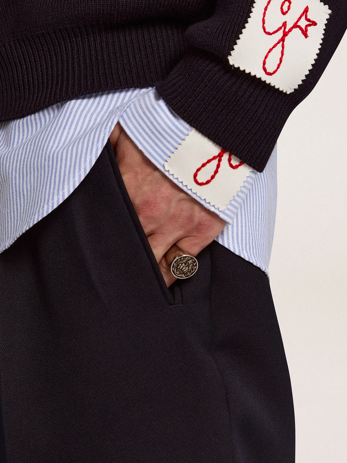 Golden Goose - Anillo de sello color plata para hombre in 