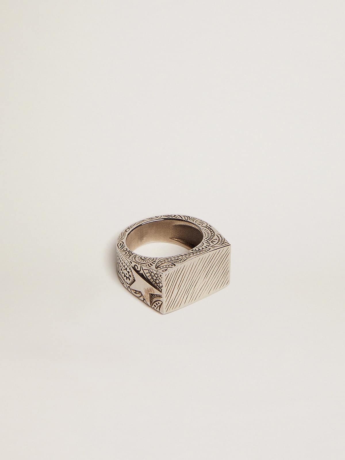 Golden Goose - Men's silver color square ring in 