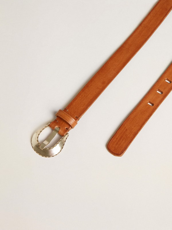 Golden Goose - Men’s belt in tan-colored washed leather in 