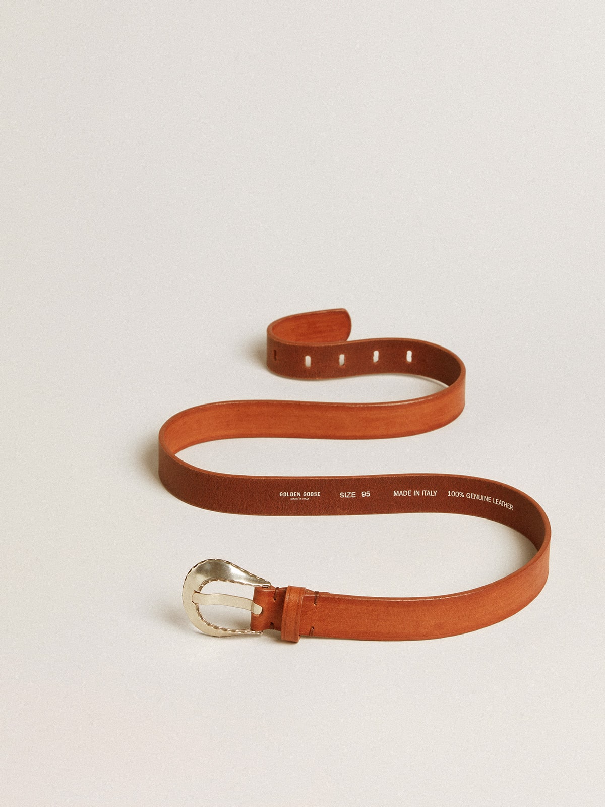 Golden Goose - Men’s belt in tan-colored washed leather in 