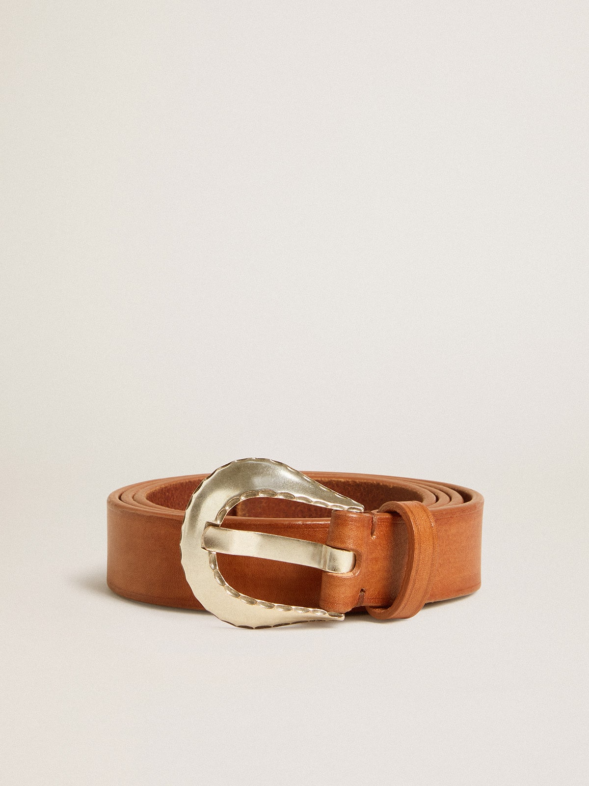 Golden Goose - Men’s belt in tan-colored washed leather in 