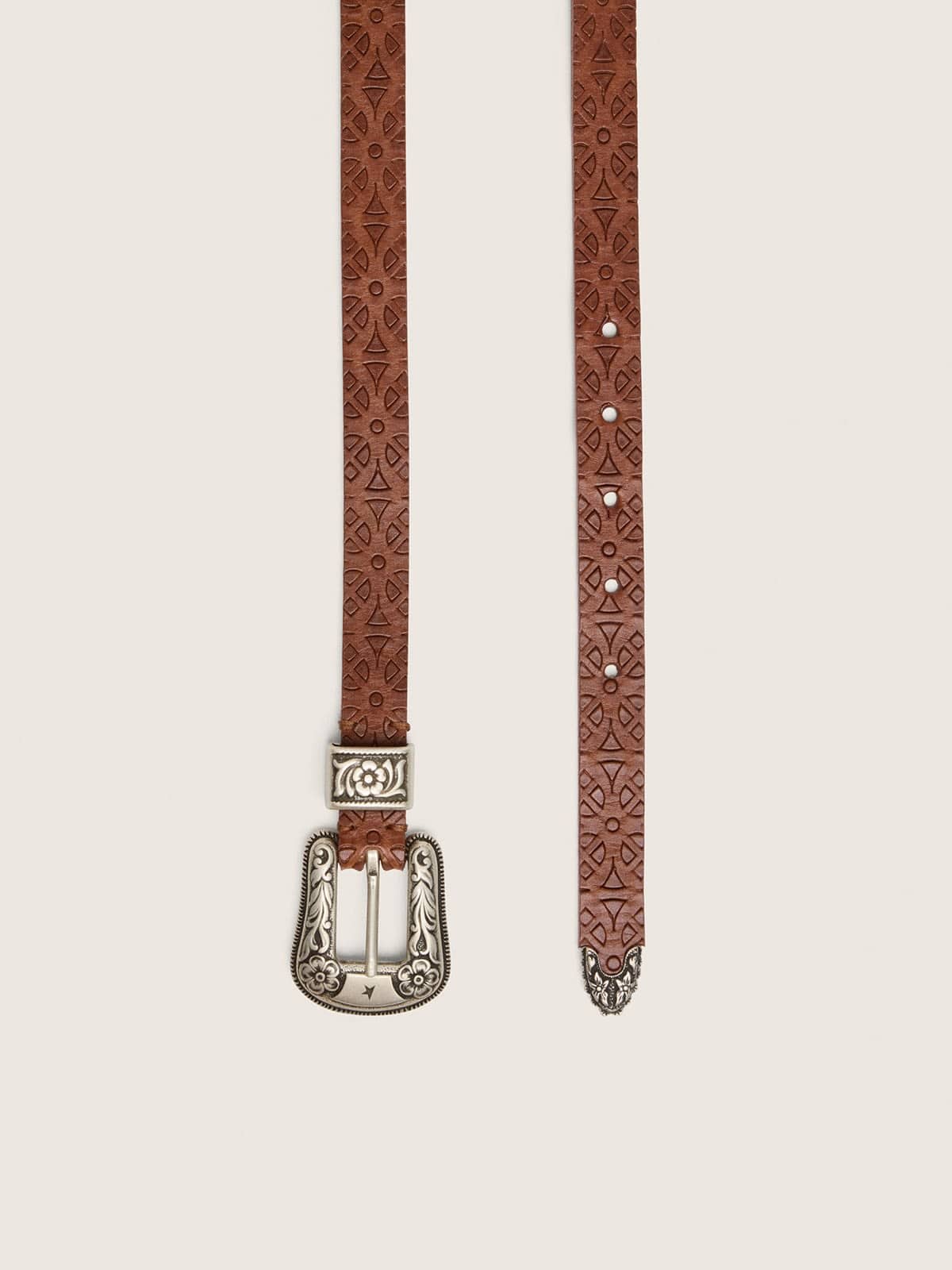 Golden Goose Men&rsquo;s Lace belt in tan washed leather with decorative detailing Belts brown man