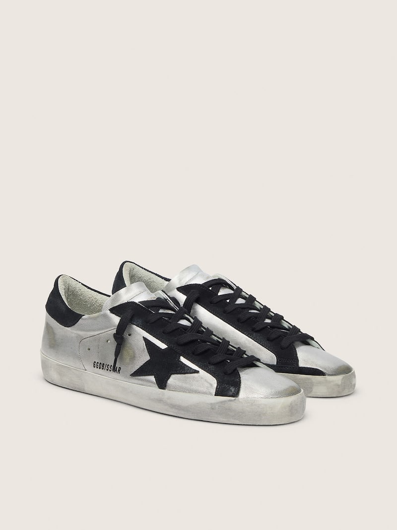 Golden Goose - Men's Super-Star in silver leather in 