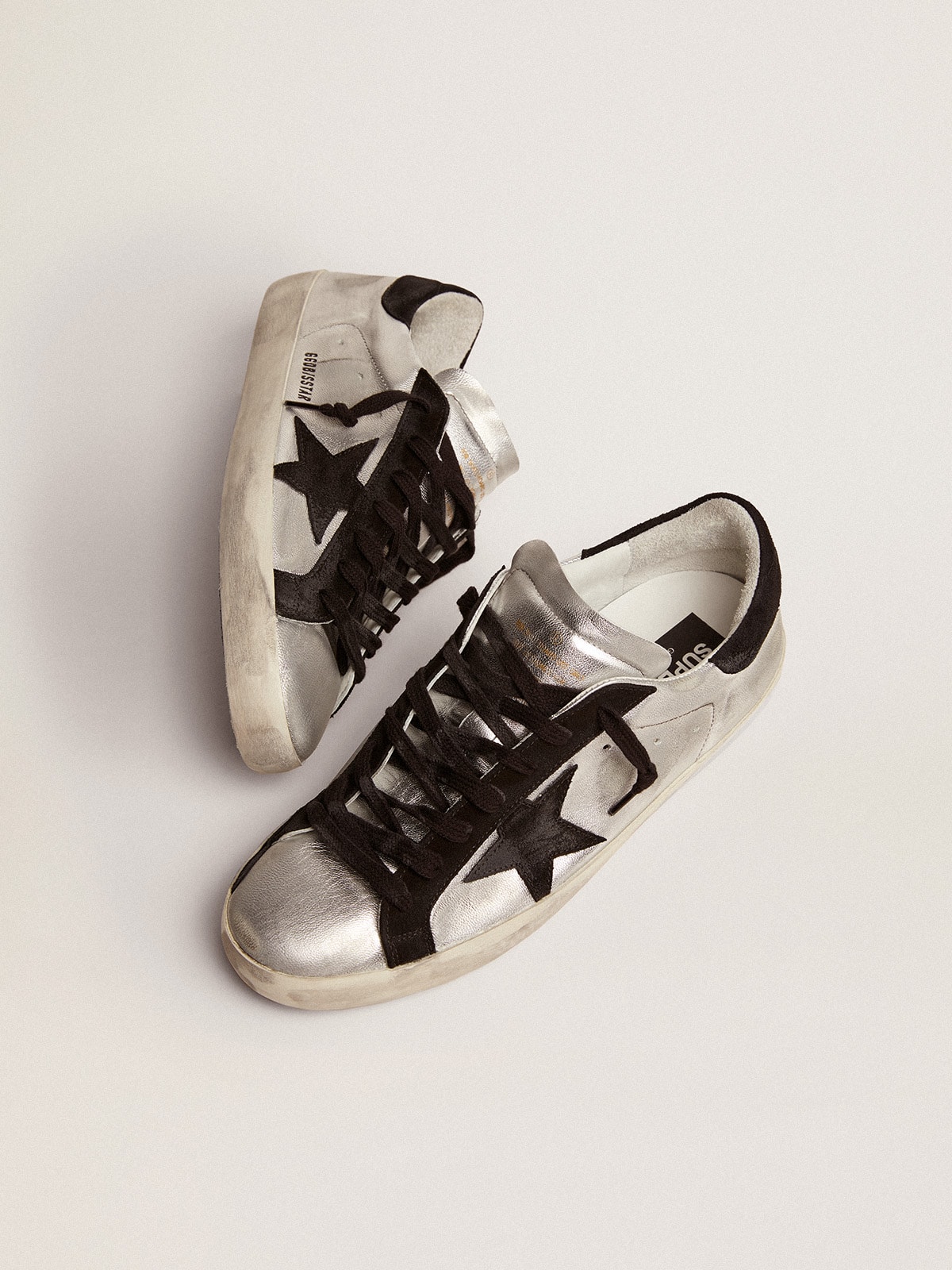 Golden Goose - Super-Star homme en cuir argenté in 