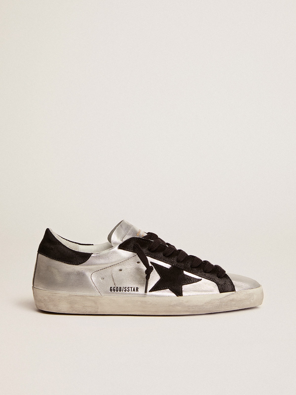 Golden Goose - Super-Star homme en cuir argenté in 