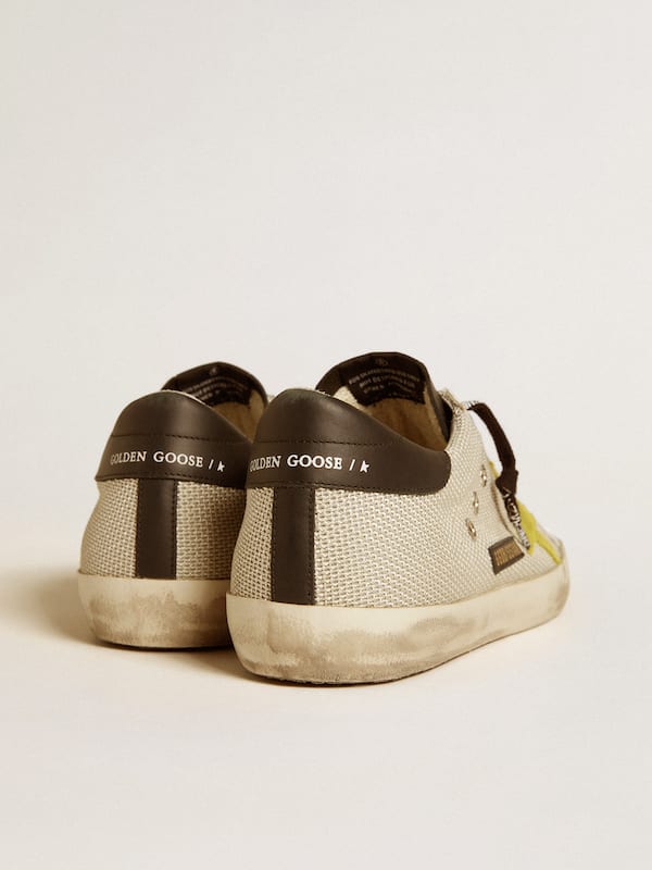 Golden Goose - Super-Star in mesh with yellow suede star and black leather heel tab in 