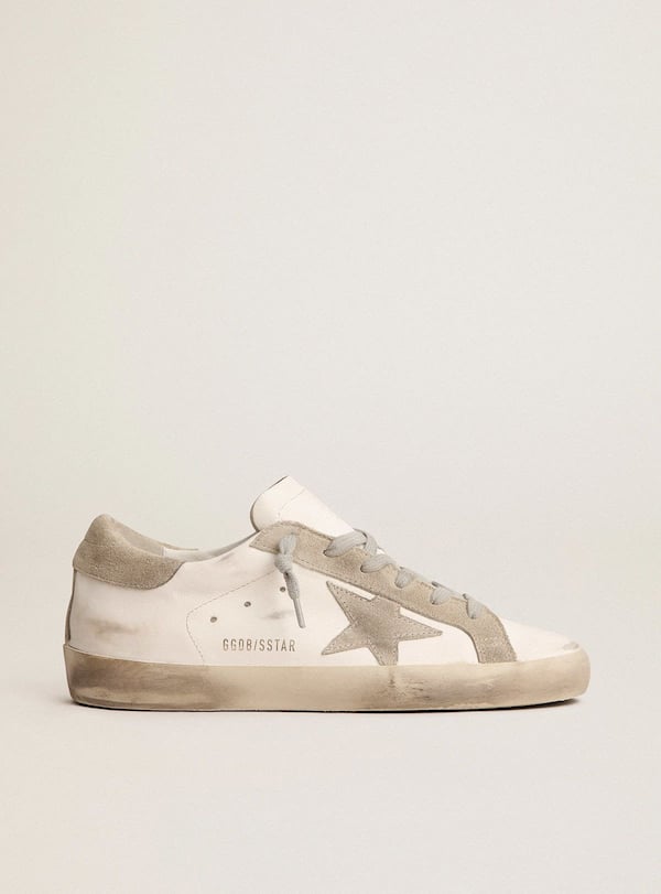 Golden Goose - Men’s Super-Star with gray suede star and heel tab in 