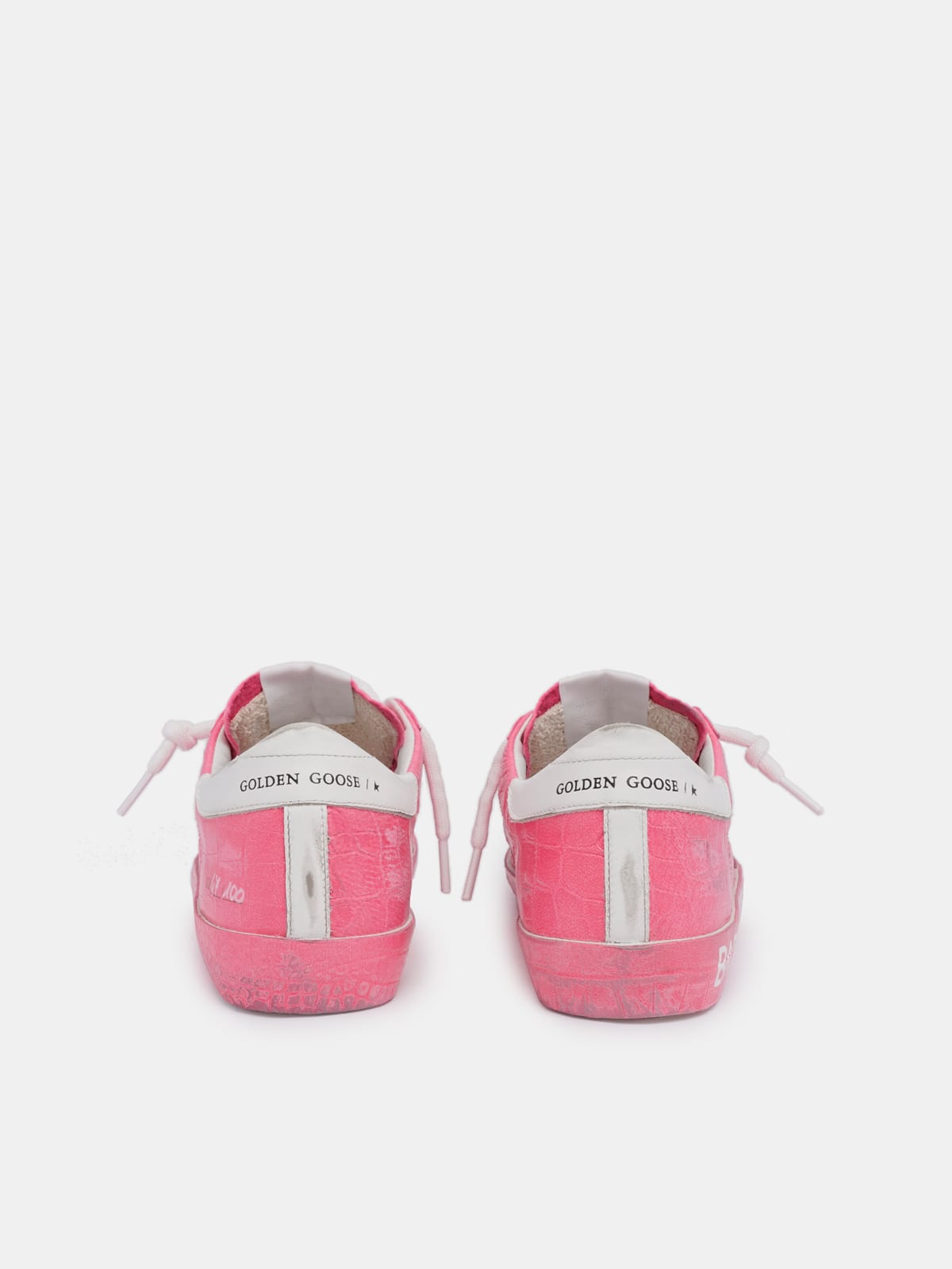 Golden Goose - Pink Super-star with white laces in 