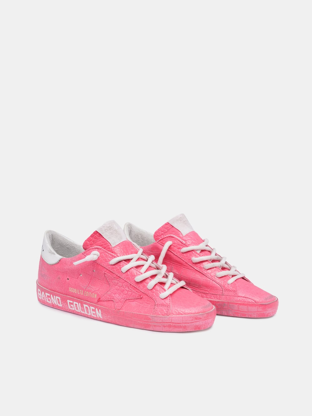 Pink Super-star with white laces | Golden Goose