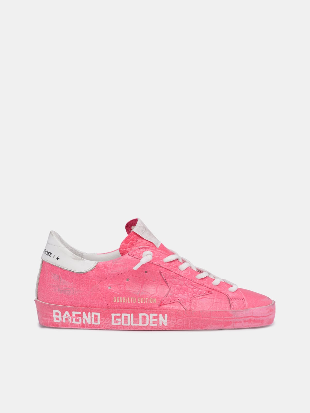 Golden Goose - Pink Super-star with white laces in 