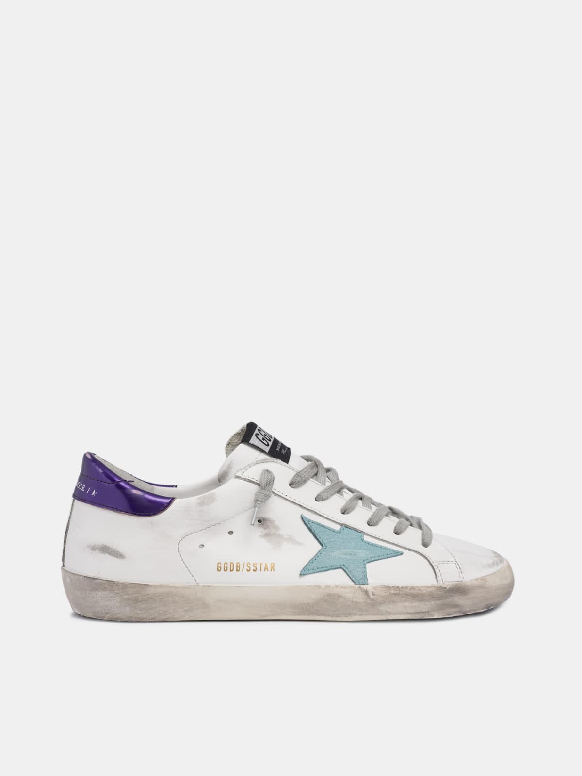 White Super-Star sneakers with blue star | Golden Goose