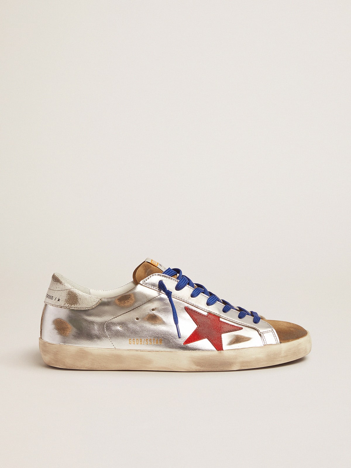 Golden Goose - Super-Star sneakers in laminated leather and suede with red star in 