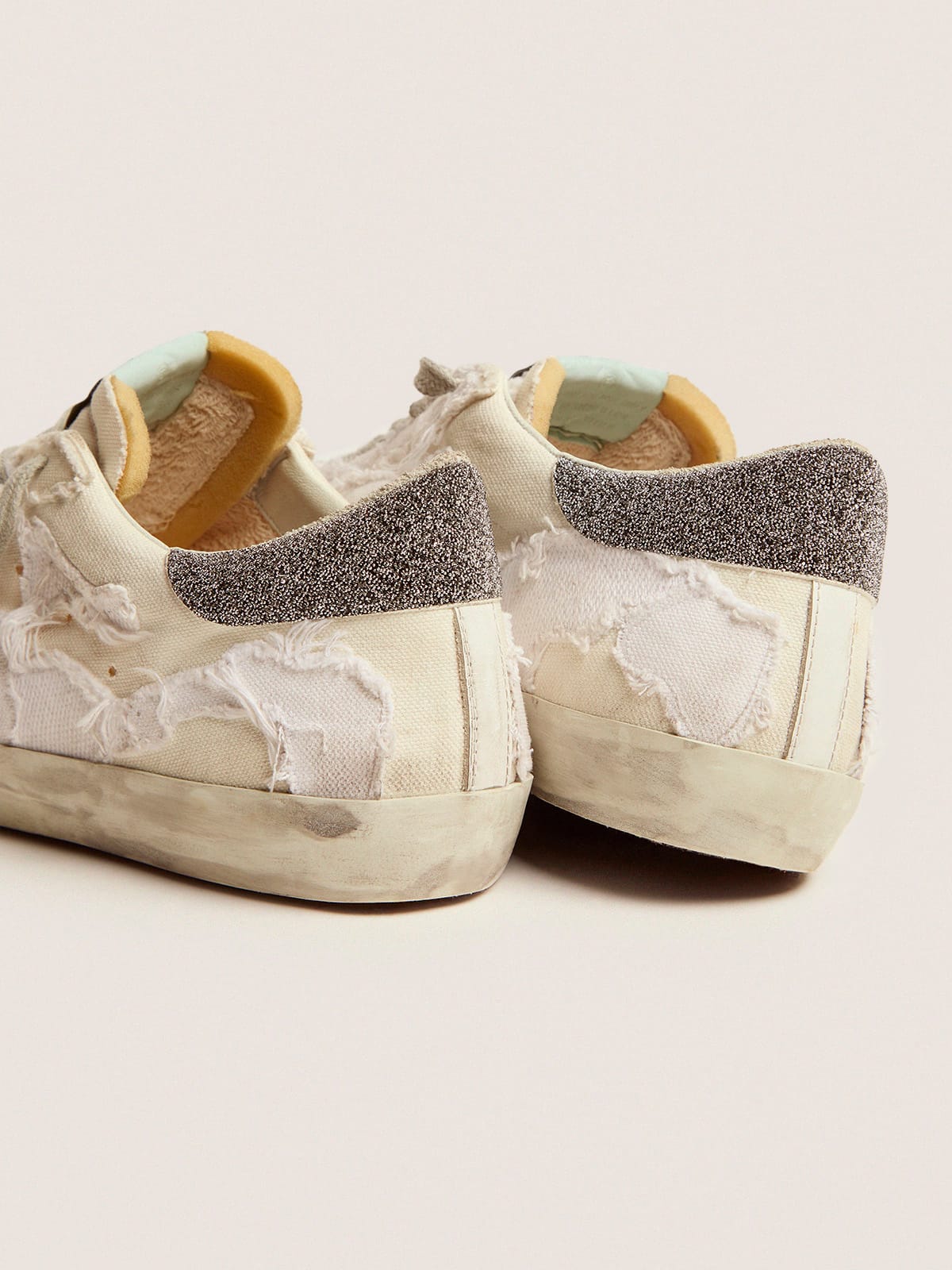 Golden Goose - Men’s canvas Super-Star sneakers with Swarovski crystal heel tab in 