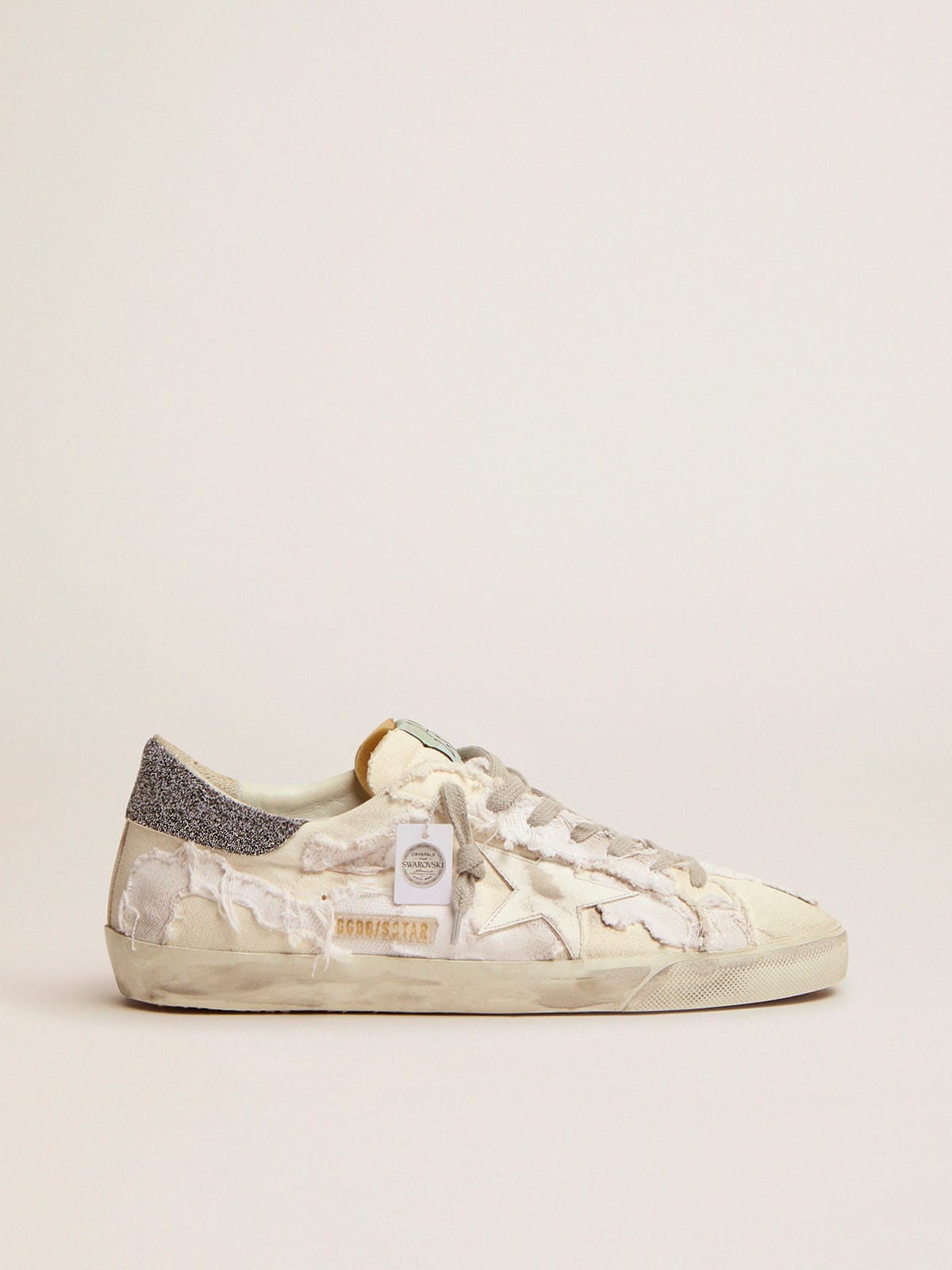 Golden Goose - Men’s canvas Super-Star sneakers with Swarovski crystal heel tab in 