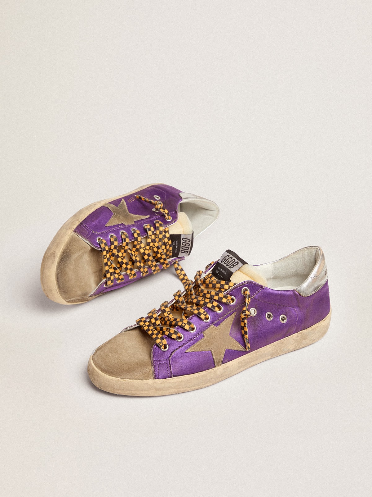Golden Goose - Men's Super-Star in purple satin with dove gray suede star in 