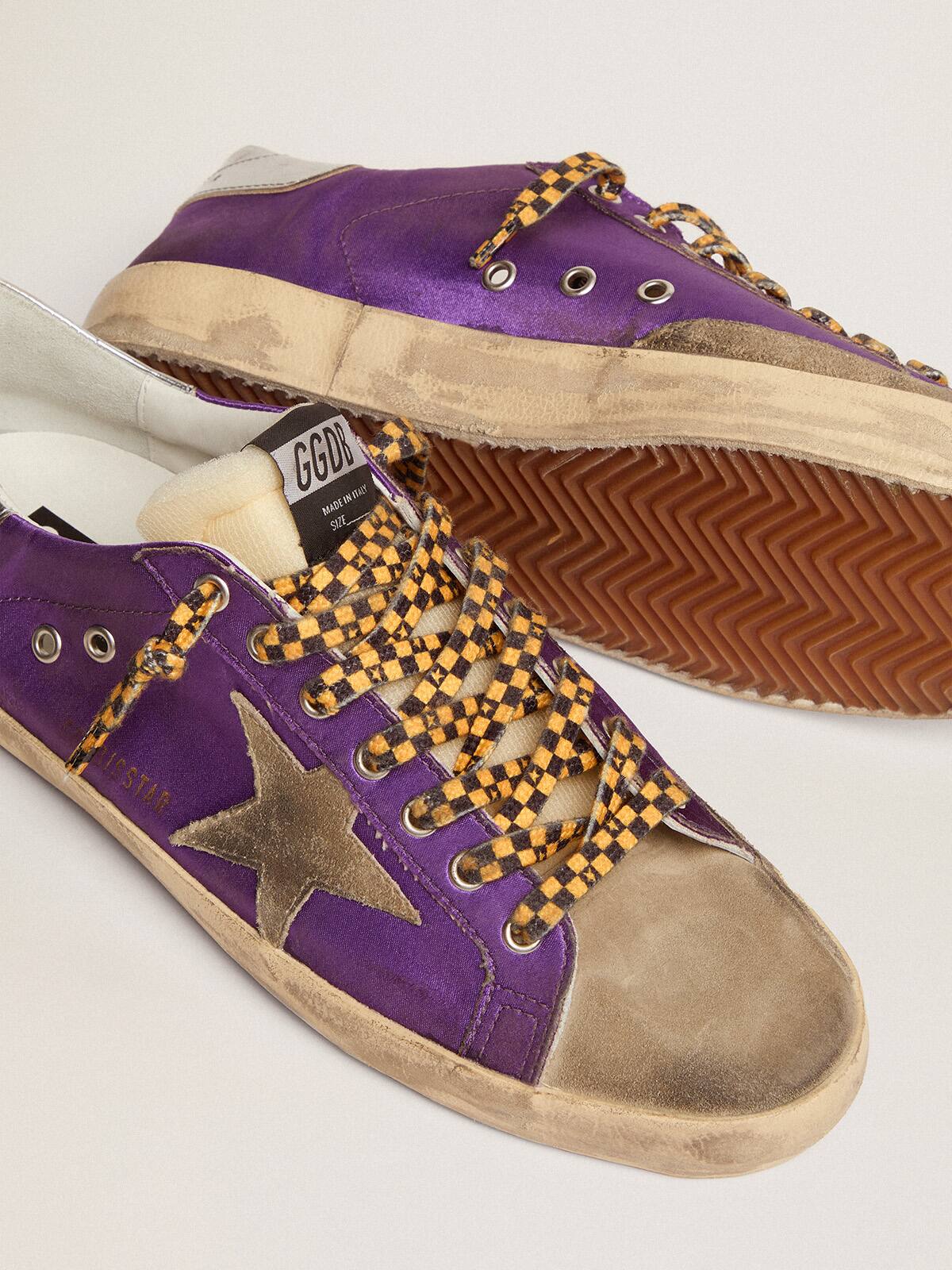 Golden Goose - Men's Super-Star in purple satin with dove gray suede star in 