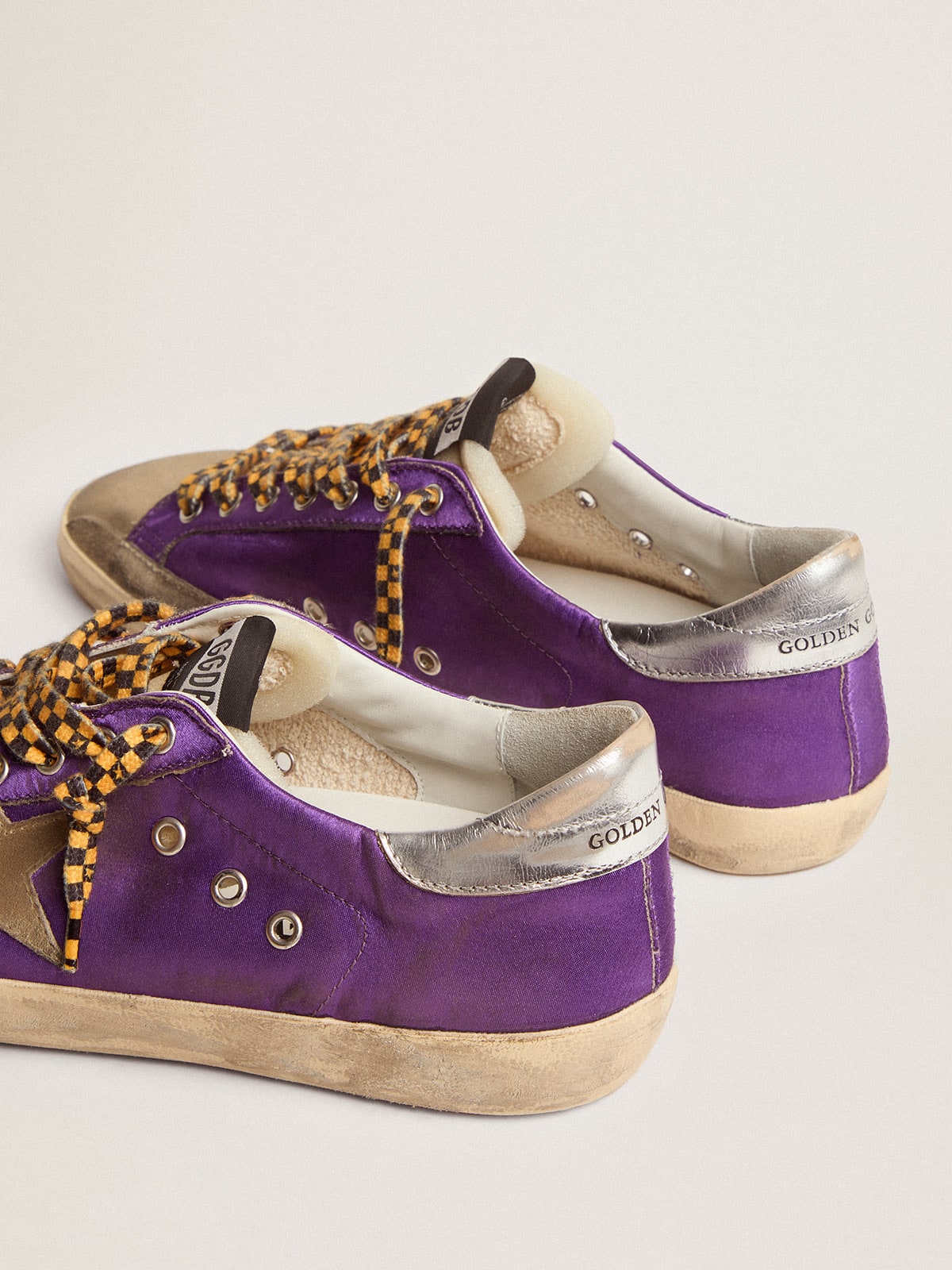 Golden Goose - Men's Super-Star in purple satin with dove gray suede star in 