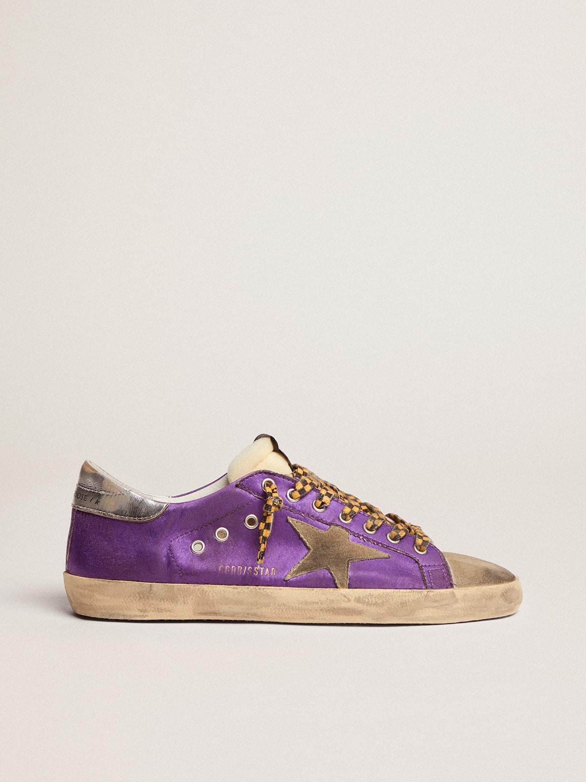 Golden Goose - Men's Super-Star in purple satin with dove gray suede star in 