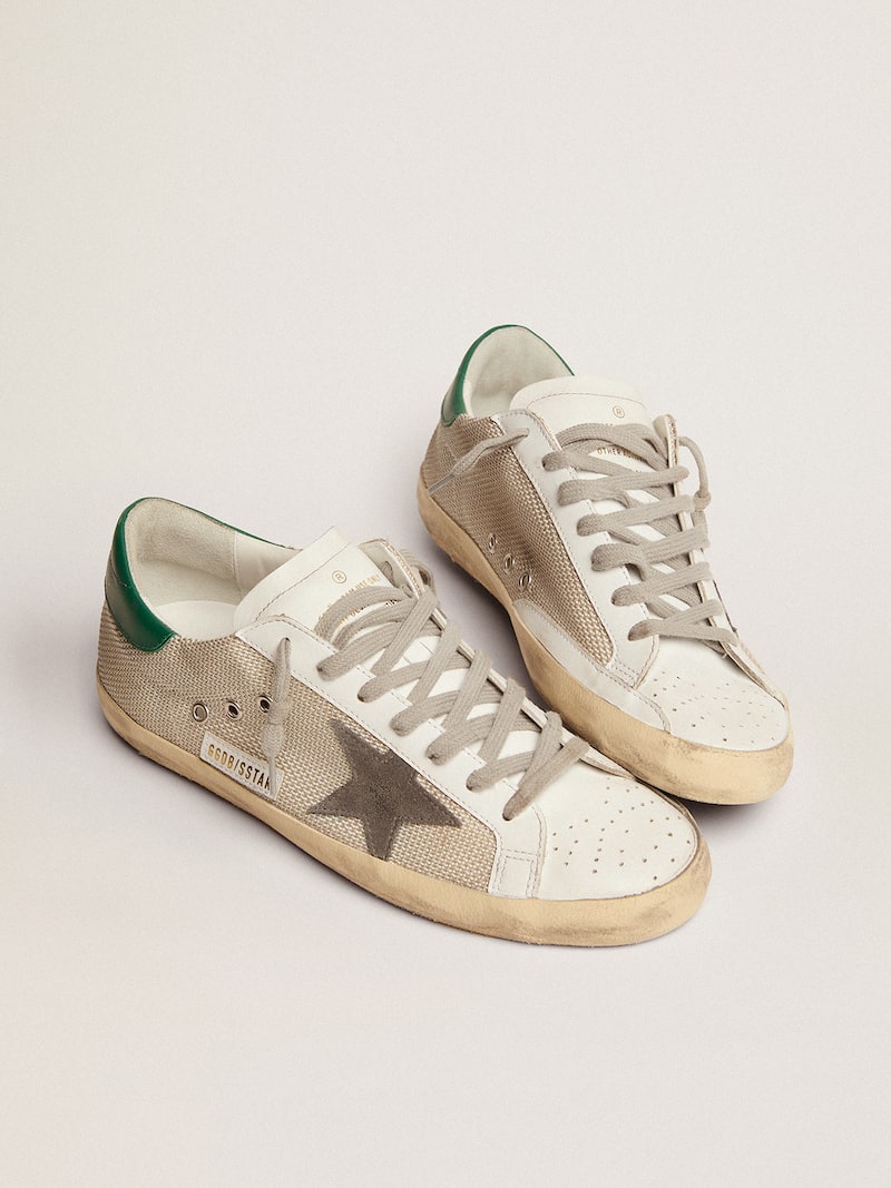 Golden Goose - Herren Super-Star aus hellsilbernem Mesh mit grauem Stern in 
