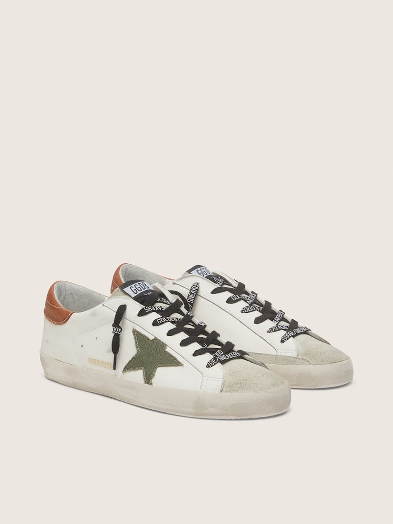 Golden Goose - Super-Star homme avec &eacute;toile en toile vert olive in 