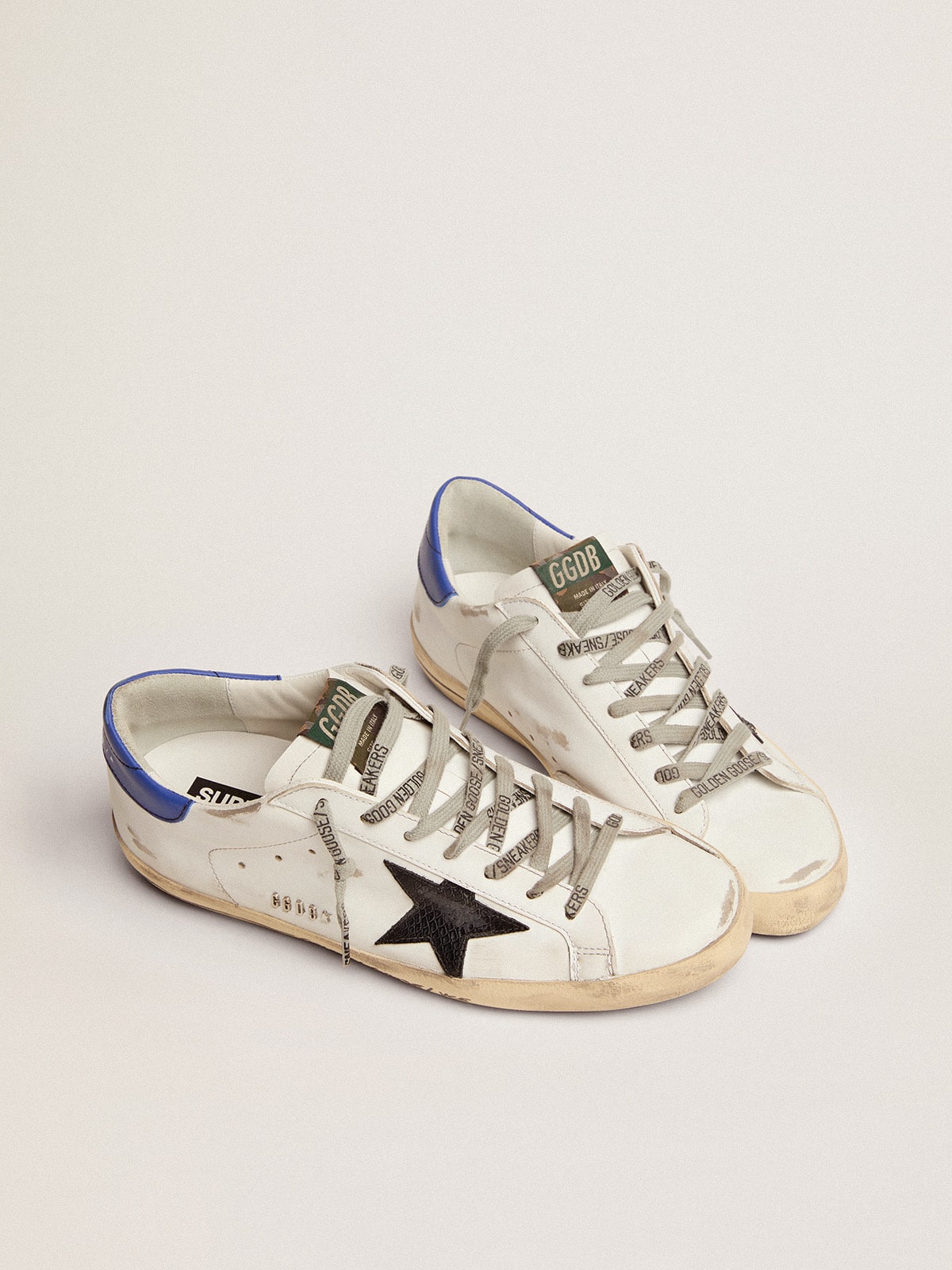 Golden Goose - Men's Super-Star with black snake print leather star in 